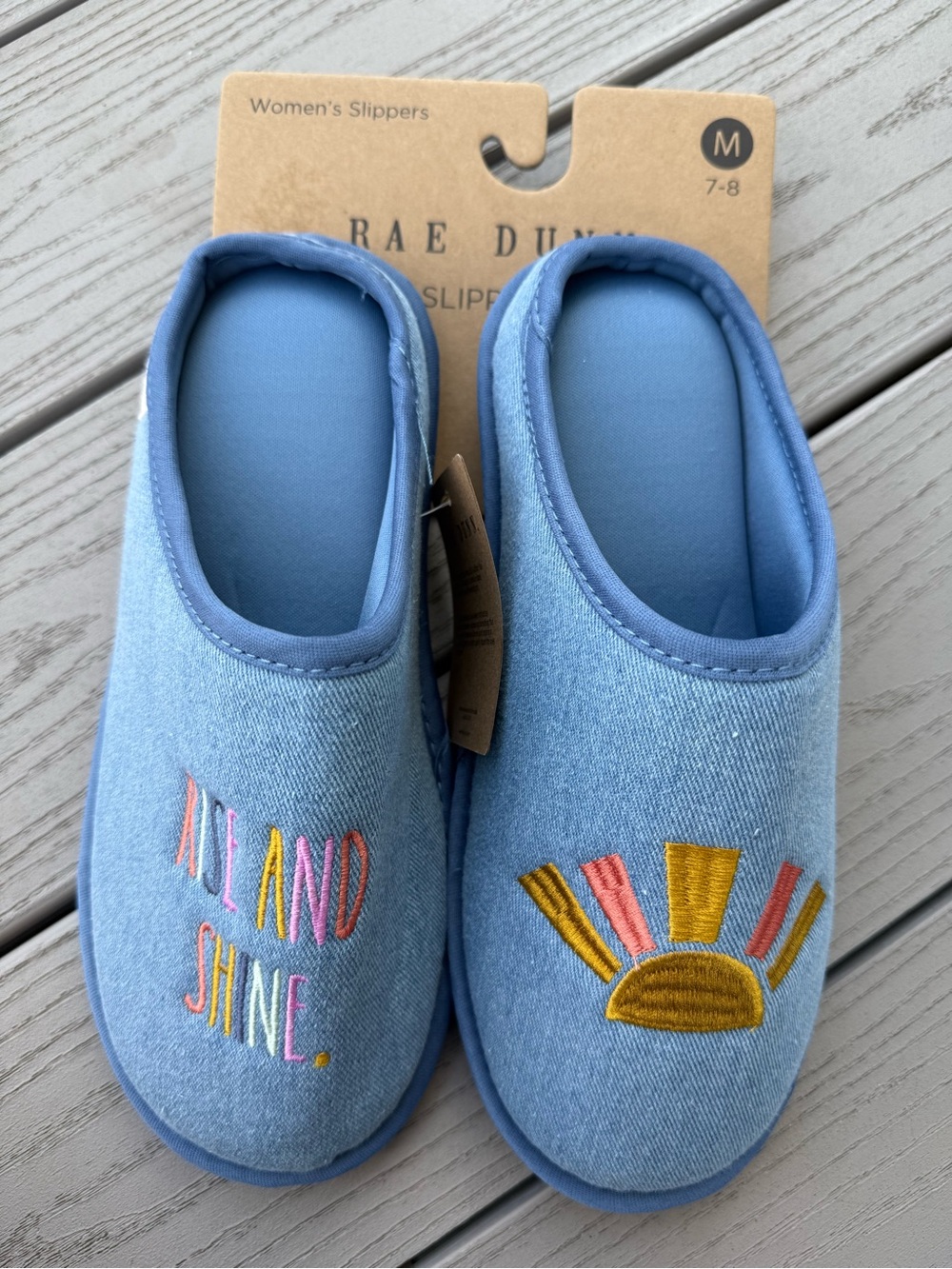 NWT Rae Dunn Slippers Blue/Denim Women’s Size Medium - US 7/8